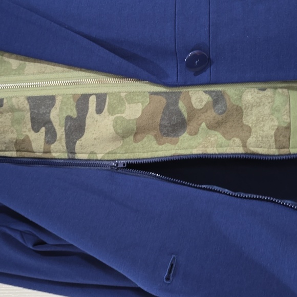 Blue Camouflage Hooded Women's Blazer - Picture 2 of 3